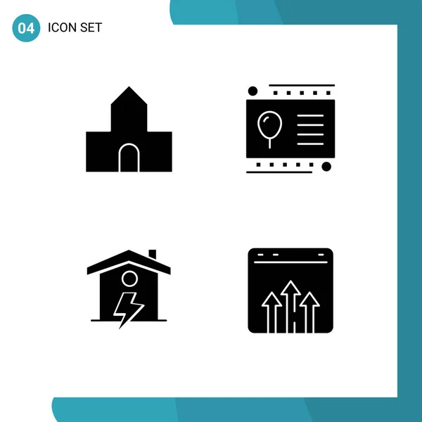 Stock Vector Icon Pack Line Signs Symbols Cathedral Church House — Stock Vector