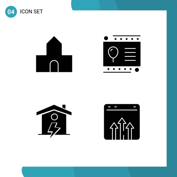 Stock Vector Icon Pack Linje Skilte Symboler Katedralen Kirke Hus – Stock-vektor