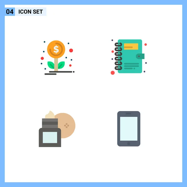 Universal Icon Symbols Grupo Iconos Planos Modernos Financiación Crema Hidratante — Vector de stock