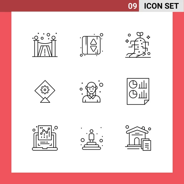 Universal Icon Symbols Group Modern Outlines Analytics Woman Nature Female — Stockový vektor