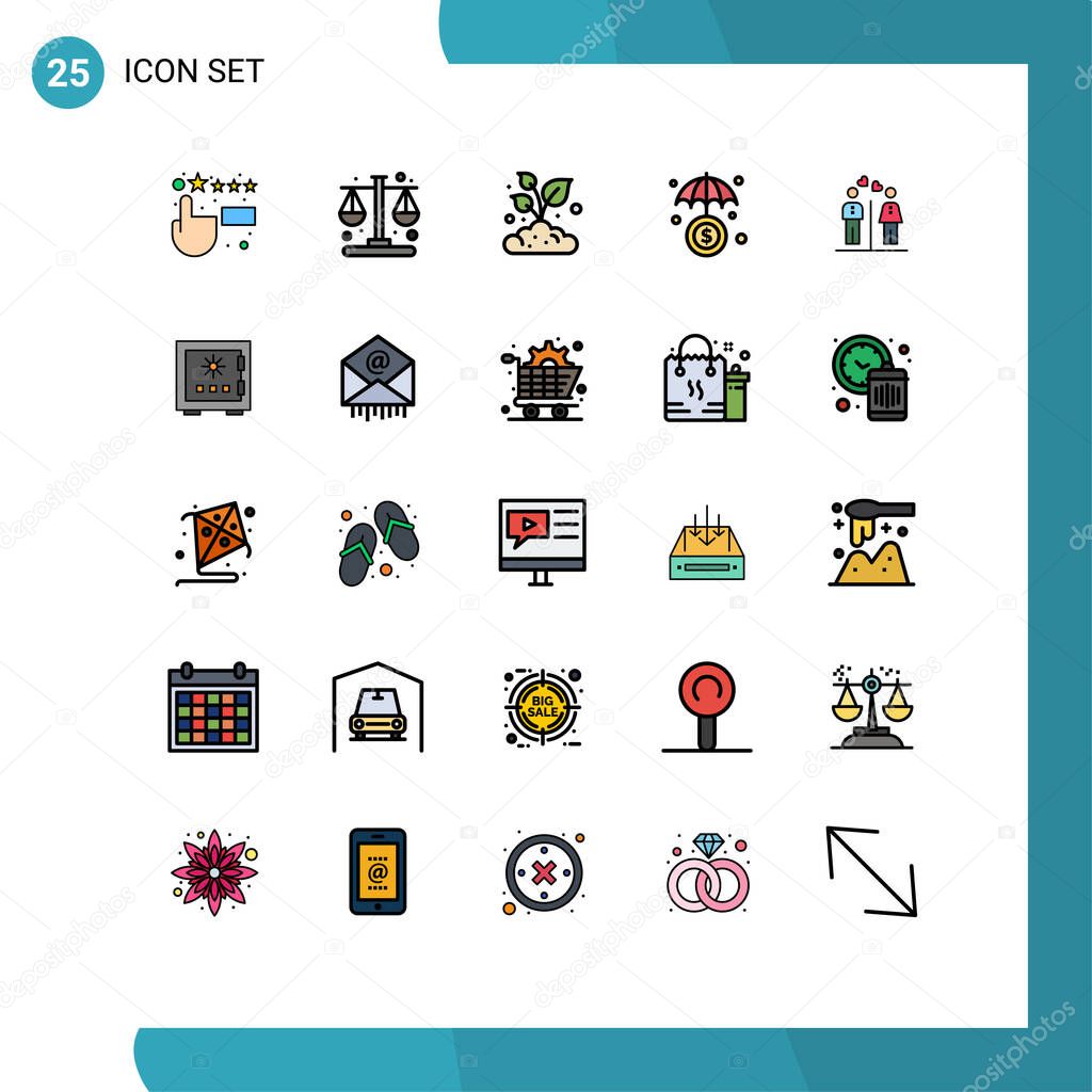 25 User Interface Filled Line Flat Color Pack Of Modern Signs And Symbols Of Boy Women Farming Men Investment Editable Vector Design Elements Larastock