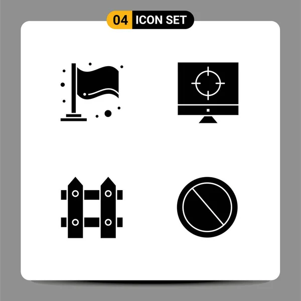 Pack Glifos Sólidos Modernos Signos Símbolos Para Medios Impresión Web — Archivo Imágenes Vectoriales