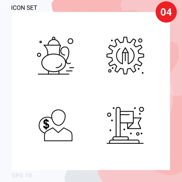 Creative Icons Modern Signs Symbols Tea User Gree Tea Process — Stock Vector