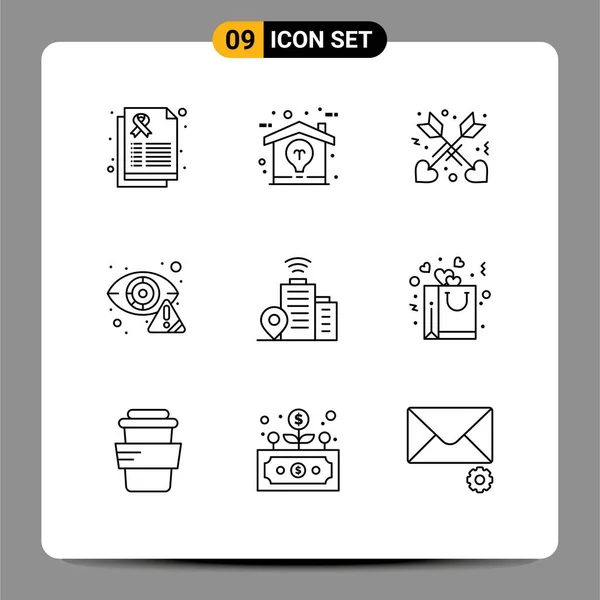Modern Set Outlines Pictograph Wifi Internet Affection Eye Cybereditable Vector — 스톡 벡터