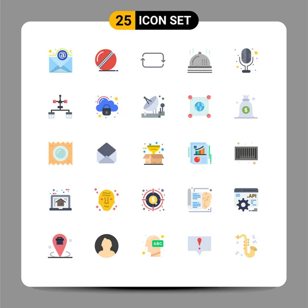 Benutzeroberfläche Flaches Farbpaket Moderner Zeichen Und Symbole Für App Mikrofon — Stockvektor