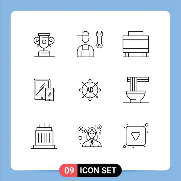 Set Modern Icons Symbols Signs Submission Phone Luggage Tablet Business — Stock Vector