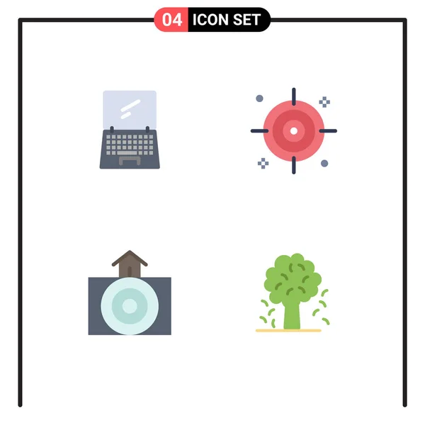 User Interface Pack Mit Einfachen Flachen Icons Für Computer Haus — Stockvektor