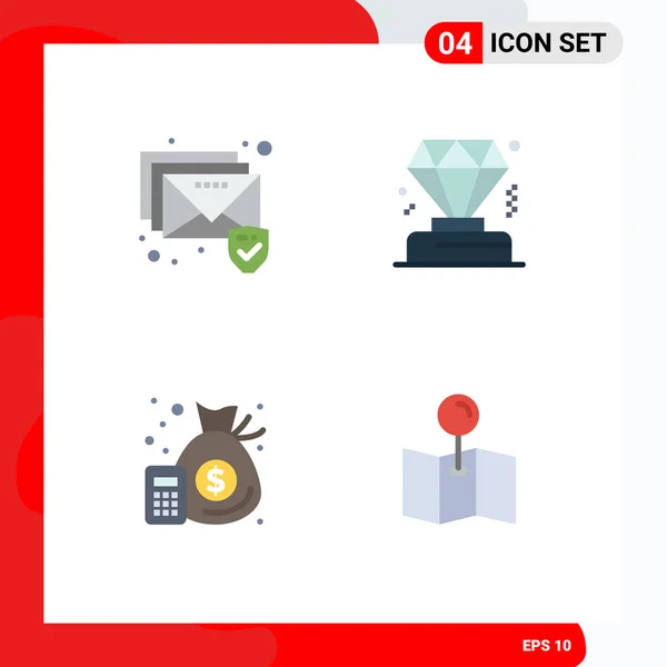 Set Iconos Planos Comerciales Para Correo Electrónico Dinero Negocios Contabilidad — Archivo Imágenes Vectoriales