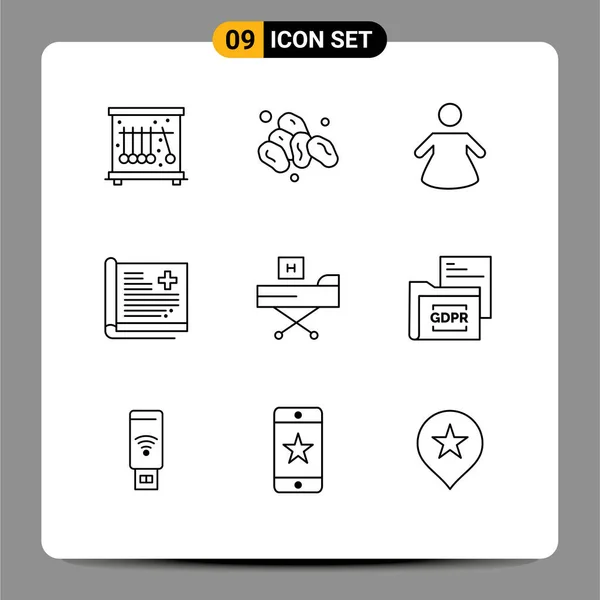 Conjunto Iconos Interfaz Usuario Moderna Símbolos Signos Para Salud Aptitud — Vector de stock