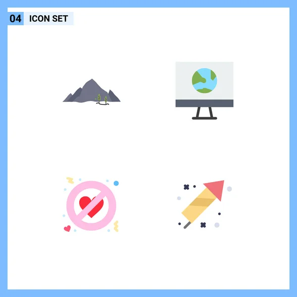 Flat Icon Pack Universal Symbols Mountain Network Nature Computer Love — Stockový vektor