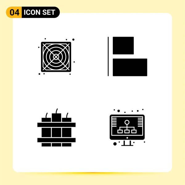 Mobile Interface Solid Glyph Set Pictograms Hardware Diagram Align Bomb — Stock Vector