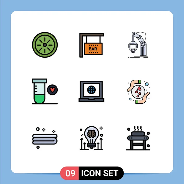 Universal Icon Symbols Group Modern Filledline Flat Színek Gondozás Laptop — Stock Vector