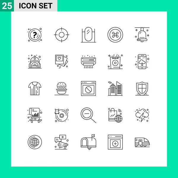 Stock Vector Icon Pack Líneas Signos Símbolos Para Campana Fruta — Vector de stock