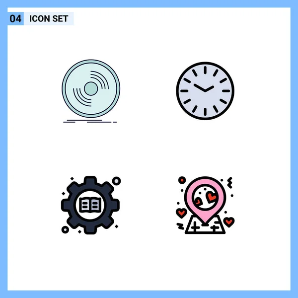 Creative Icons Modern Signs Symbols Disc Gear Record Clock Book — Stock Vector