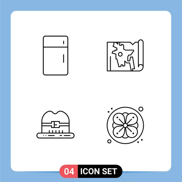 Piktogramm Set Mit Einfachen Filledline Flache Farben Von Geräten Kappe — Stockvektor