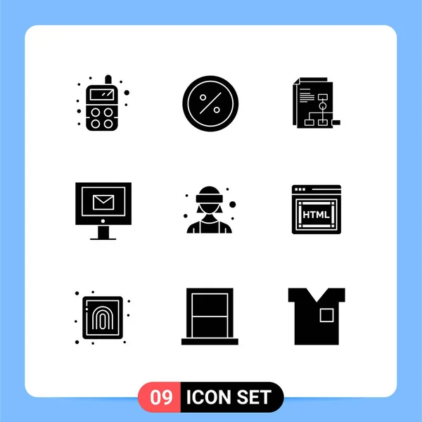 Stock Vector Icon Confezione Segni Simboli Linea Avatar Chat Online — Vettoriale Stock