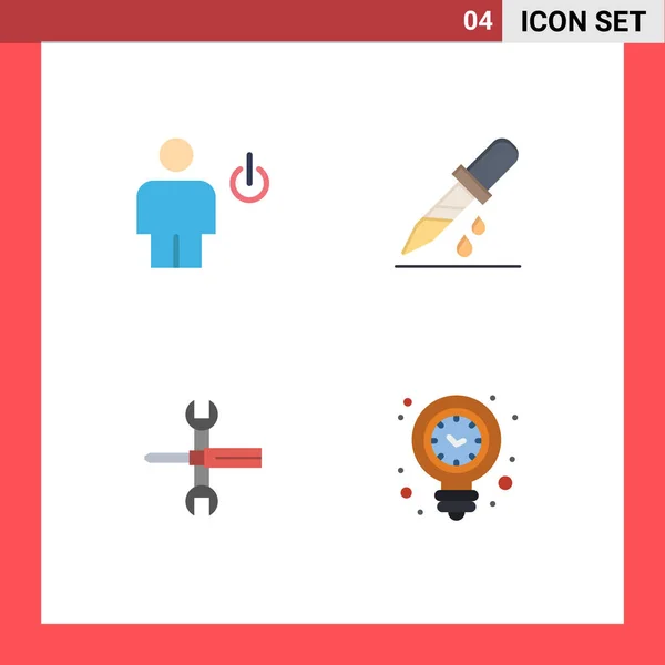 Mobile Interface Flat Icon Set Mit Piktogrammen Von Avatar Einstellungen — Stockvektor