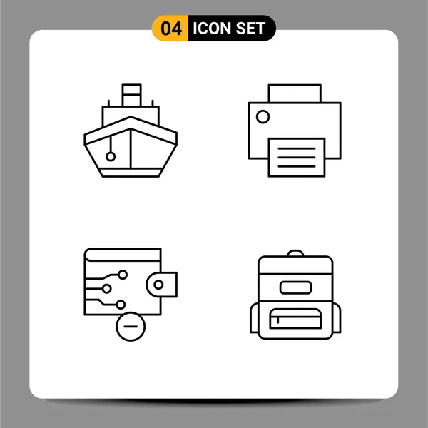 Conjunto Iconos Interfaz Usuario Moderna Signos Símbolos Para Llenado Impresora — Archivo Imágenes Vectoriales
