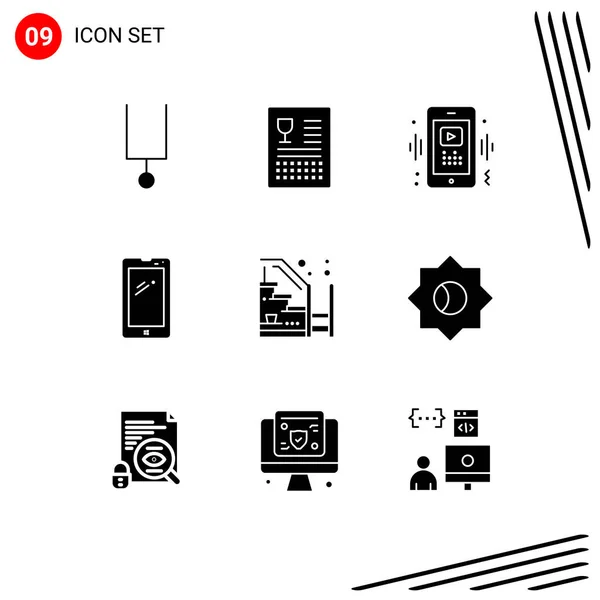 Stock Vector Icon Pack Line Signs Symbols Iphone Mobile Phone — Stock Vector