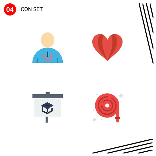 Group Modern Flat Icons Set Avatar Chart Human Heart Παρουσίαση — Διανυσματικό Αρχείο