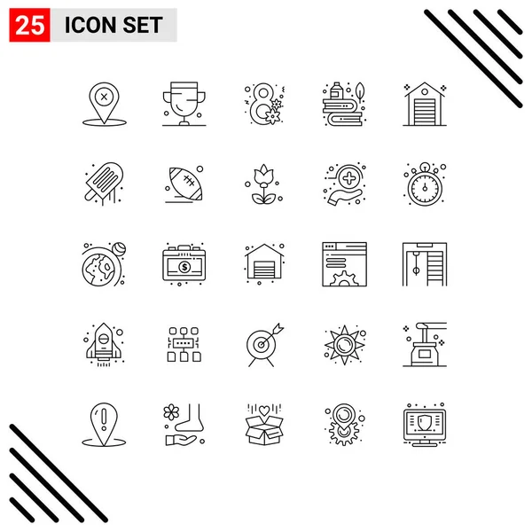 Conjunto Ícones Modernos Símbolos Sinais Para Tinta Pena Troféu Educação — Vetor de Stock