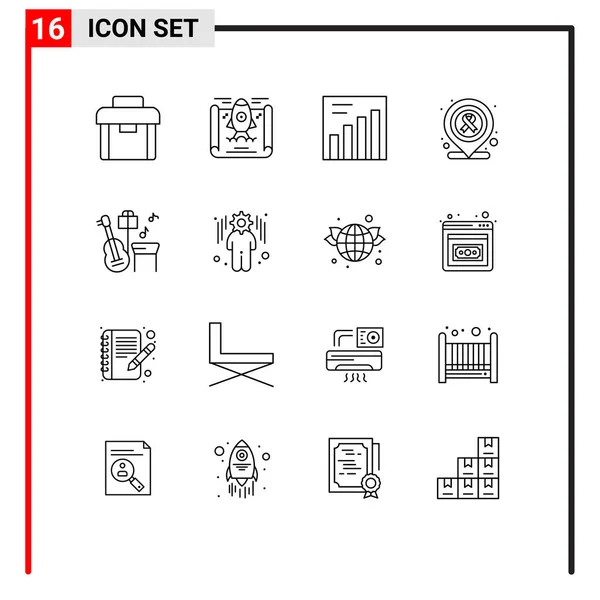 Universal Icon Symbols Group Modern Outlines Setting Business Graph Song — Vettoriale Stock