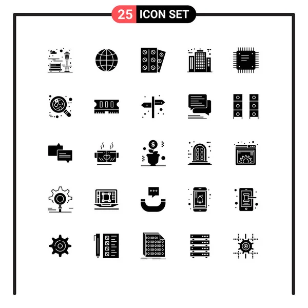 Mobile Interface Solid Glyph Set Pictograms Circuit Board Construction Medicine — Stockový vektor