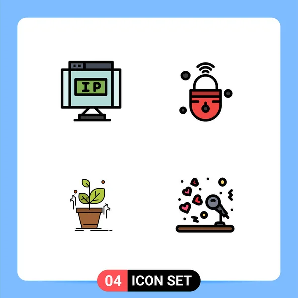 Stock Vector Icon Pack Line Signs Symbols Internet Plant Pointer — Stock Vector