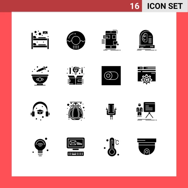 Universal Icon Symbols Group Modern Solid Glyphs Intelligencia Agy Étkezés — Stock Vector