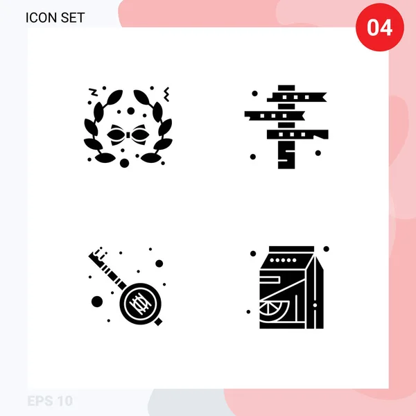 Stock Vector Icon Pack Linienzeichen Und Symbole Für Bogen Musik — Stockvektor