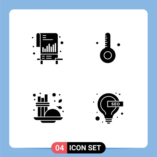 Thematische Vektor Solid Glyphen Und Editierbare Symbole Für Diagramm Kaffee — Stockvektor