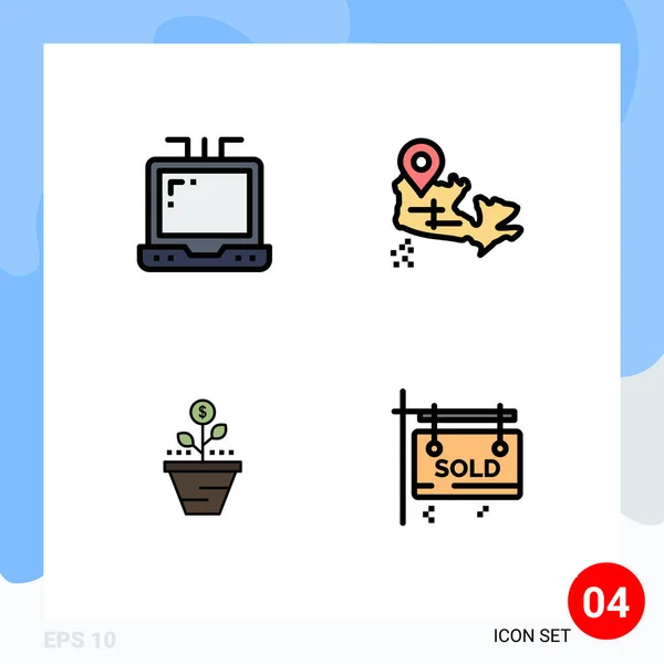 Set Von Modernen Symbolen Symbole Zeichen Für Laptop Wachsen Karte — Stockvektor