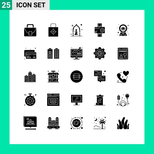 Universal Icon Symbols Group Modern Solid Glyphs Video Action Target — 스톡 벡터