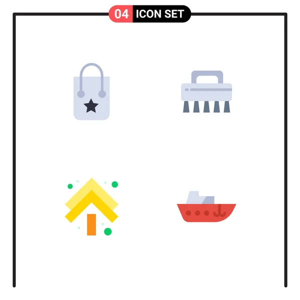 Piktogramm Set Mit Einfachen Flachen Symbolen Von Handtasche Oben Reise — Stockvektor