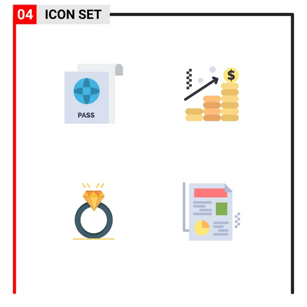 Mobile Interface Flat Icon Set Pictograms Document Proposal Analysis Graph — Stock Vector