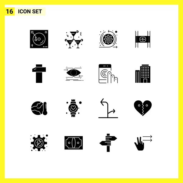 Set Icone Moderne Simboli Segni Falegnameria Denaro Agile Film Budget — Vettoriale Stock