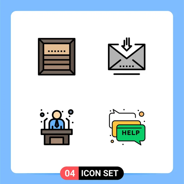 Iconos Creativos Signos Símbolos Modernos Caja Solicitante Correo Electrónico Trabajador — Vector de stock