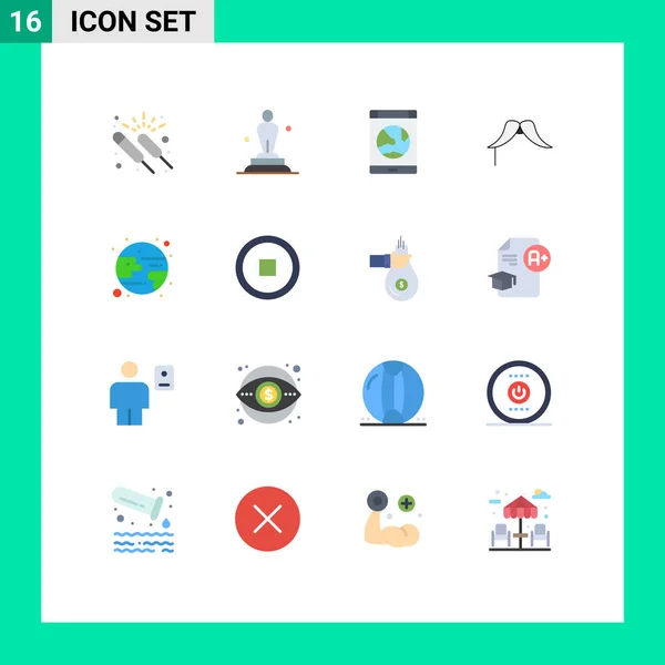 Universal Icon Symbols Group Modern Flat Colors Movember Μουστάκι Άγαλμα — Διανυσματικό Αρχείο