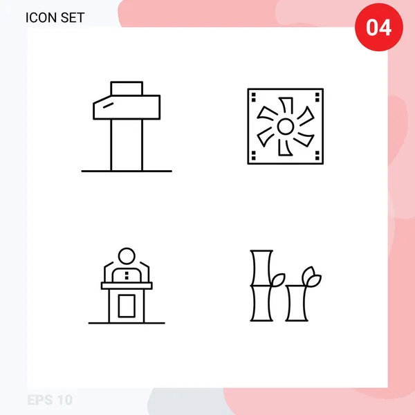 Stock Vector Icon Pack Line Signs Symbols Carpentry Person Cooler — Stock Vector