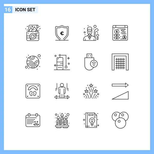 User Interface Outline Pack Moderner Zeichen Und Symbole Für Planet — Stockvektor