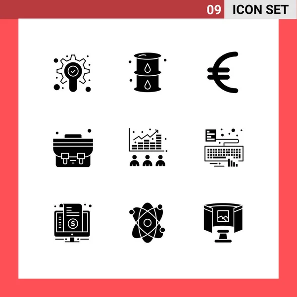 Stock Vector Icon Pack Line Segni Simboli Mercato Dati Valuta — Vettoriale Stock