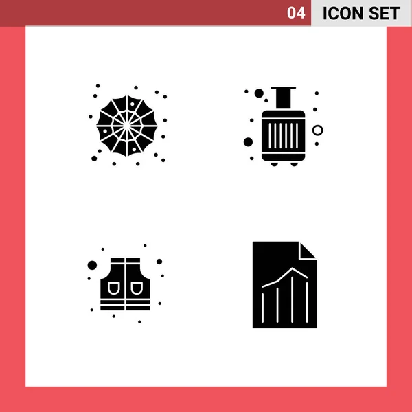 Universal Solid Glyph Signs Symbols Halloween Life Scary Luggage Document — 스톡 벡터