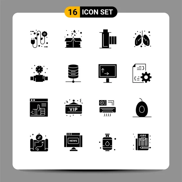 Stock Vector Icon Pack Signos Símbolos Línea Para Calibre Pulmones — Archivo Imágenes Vectoriales