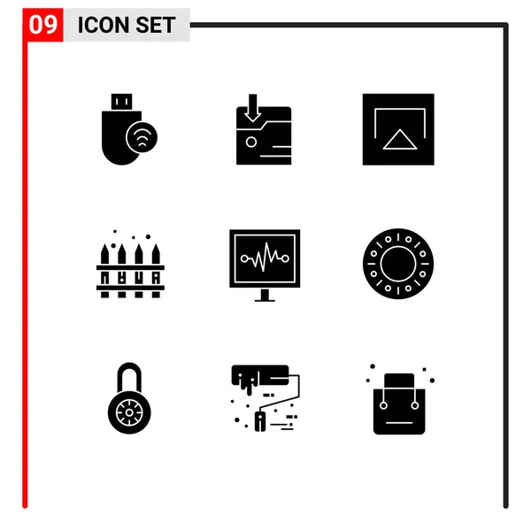 Set Iconos Interfaz Usuario Moderna Símbolos Signos Para Pulso Latido — Archivo Imágenes Vectoriales