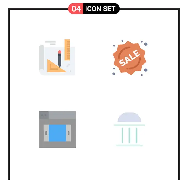 Mobile Interface Flat Icon Ensemble Pictogrammes Art Design Crayon Vente — Image vectorielle