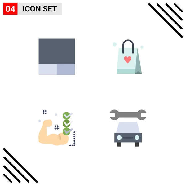 Mobile Interface Flat Icon Set Pictograms Grid Muscle Bag Checklist — Stock Vector