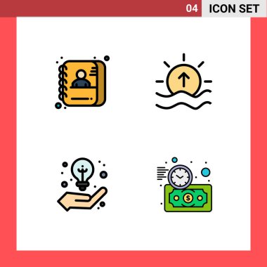 Başvuranın 4 yaratıcı Filledline Düz Renkleri paketi, iş, kimlik, deniz, stratejik Vektör Tasarım Elemanları