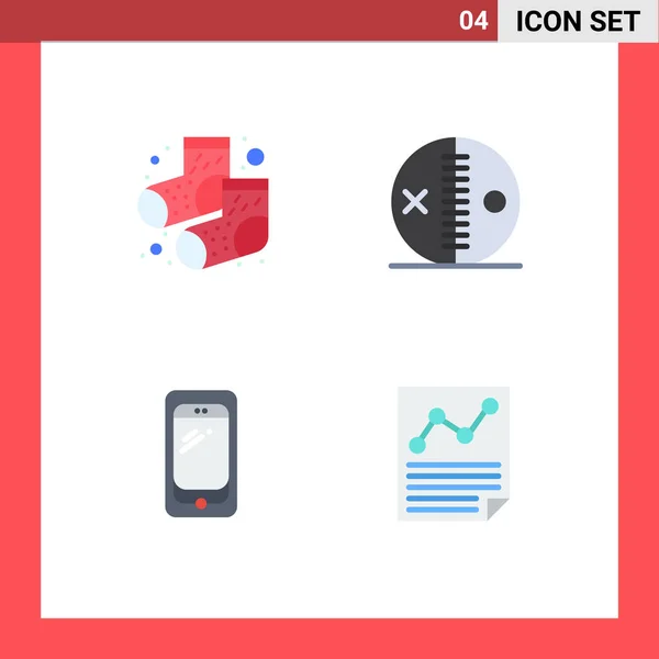 Mobile Interface Flat Icon Set Pictograms Points Smart Phone Costume — 스톡 벡터