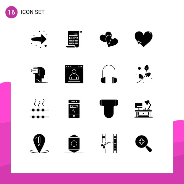 Universal Solid Glyphs Set Web Mobile Applications Mind Report Favorite — 스톡 벡터