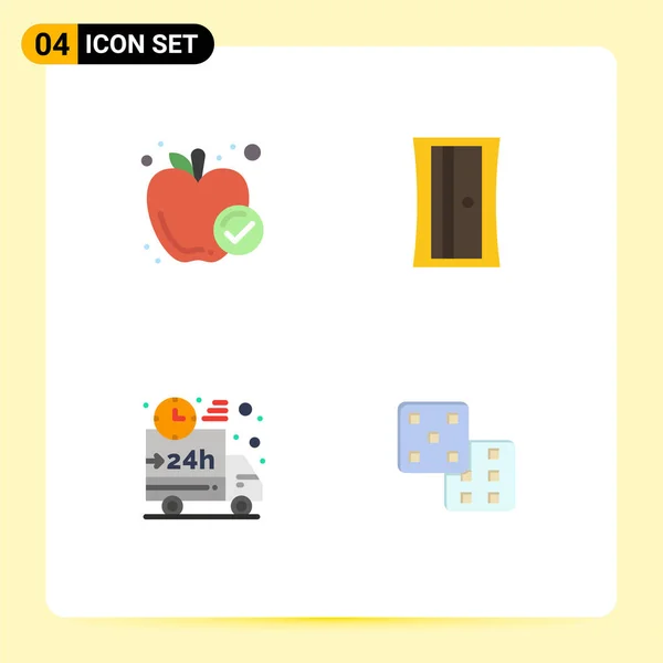 Iconos Creativos Signos Símbolos Modernos Manzana Camión Comida Saludable Herramienta — Vector de stock